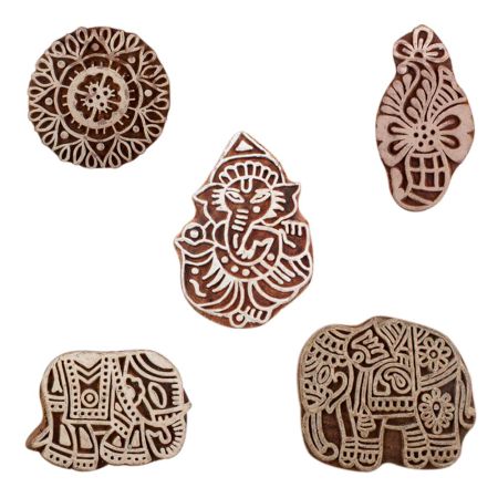 Set of 5 Piece New Mix Wooden Printing Blocks